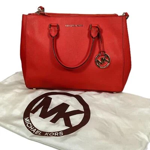 Michael Kors Mandarin Red Jet Set Travel Dressy Tote with Dust Bag - Picture 1 of 9
