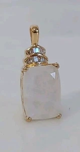 Premium Rainbow Moonstone & Diamond Pendant In Vermell YG Over Sterling... - Picture 1 of 2