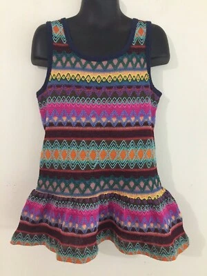 Vestido túnica Ella Moss sin mangas tejido peplum volantes multicolor rayas niñas 10 Foto 1 de 4