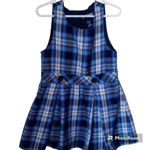 Lands End Little Girl's Blue Plaid Jumper Size 4 - Picture 1 of 9