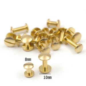 Solid Brass 8mm 10mm Wide Chicago Screws Studs Leather Craft Rivets Binding Book - Picture 1 of 5