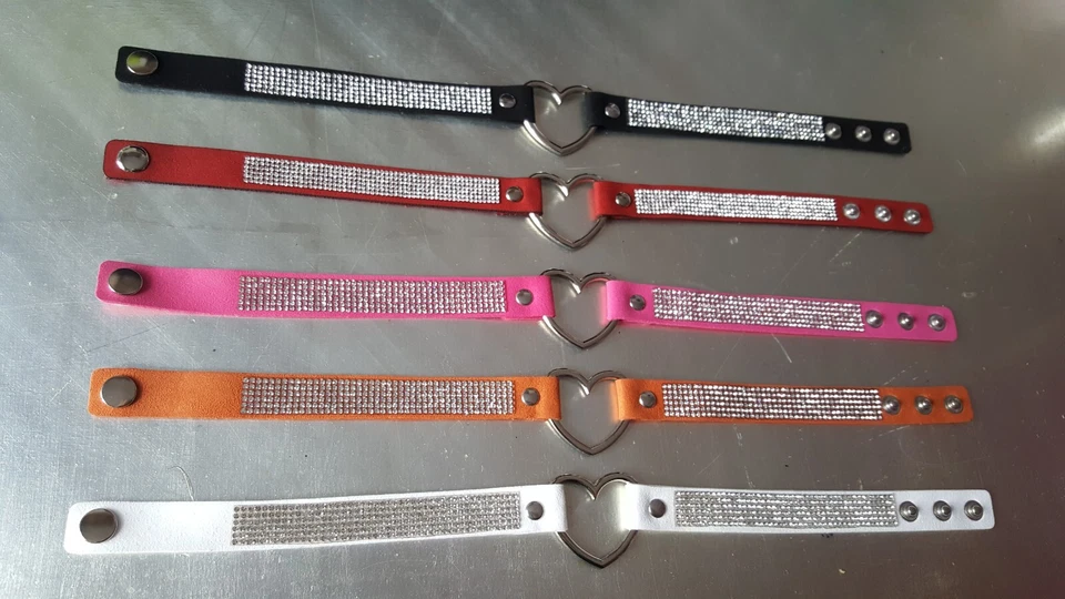 Choker Herz Strass Halsband kinky EDM Techno Festival Rave Gothic Glitzer heart - Bild 1 von 1