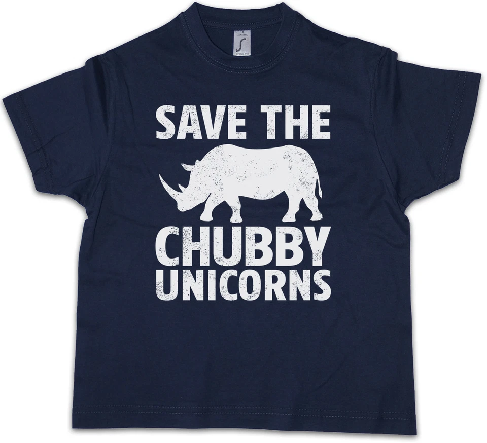 Camiseta SAVE THE CHUBBY UNICORNS Niños Niños Rinoceronte Arco Iris Hadas Hadas Diversión Foto 1 de 1
