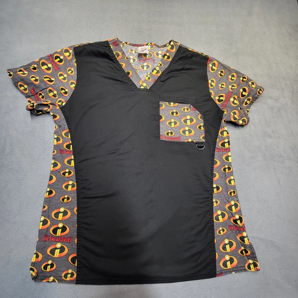 Incredibles 2 Scrubs Shirt Womens S Short Sleeve Nursing Medical - Image 1 of 4