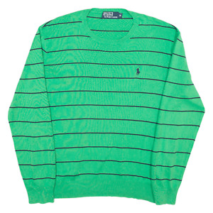 Polo Ralph Lauren Herren-Pullover gemustert grün gestreift enger Strick M