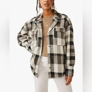 Free People New We The Free Izzie Franela Carga Negro Marrón Blanco Pequeña - Imagen 1 de 10