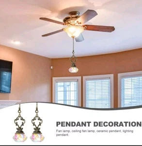 2  Antique AB Crystal Lamp Pull Chain Cord For Ceiling Fans Light Fixture DIY - Picture 1 of 7