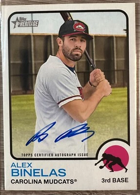 ALEX BINELAS 2022 TOPPS HERITAGE MINOR LEAGUE REAL ONE AUTO #ROA-AB - Image 1 of 2