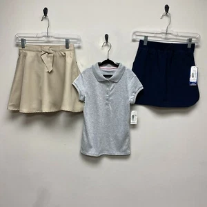 Nautica Big Girls Navy Khaki School Uniform Performance TShirt 3pcs Skorts Set 7 - Picture 1 of 15