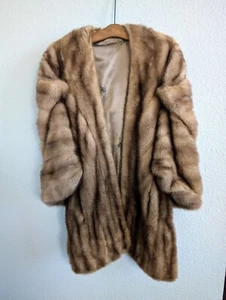 Blonde Mink Fur Stole Shawl Shoulder Wrap Lined - Picture 1 of 9