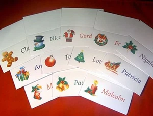 12 Personalised Festive Table Place Name Cards Wedding Office Party Tent Fold - Picture 1 of 13