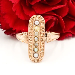 14k Rose Gold 7 Pearl Gemstone Ring Size 6.5 - Picture 1 of 4
