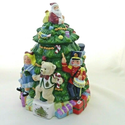   Spode Christmas Tree Ceramic cookie jar Toys Around the World - Image 1 of 4