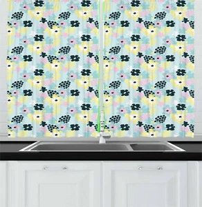 Exotic Summer Kitchen Curtains 2 Panel Set Window Drapes 55" X 39" by Ambesonne - Picture 1 of 27