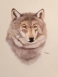 Western Art / Wildlife-Wolves "Grey Wolf"  color print by artist Larry Bees - Picture 1 of 1