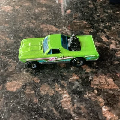 Mattel '88 El Camino Lime Green Neon Stripes Blueline 1999 TMGM Sx - Image 1 of 2
