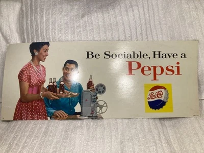 1949 Pepsi Cola Soda Be Sociable, Have a Pepsi Cardstock Sign 28" x 11" - Image 1 of 4