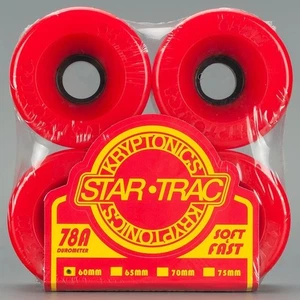 60mm STAR-TRAC KRYPTONICS Skateboard Wheels - Red Kryps - Classic Cruiser Wheel - Picture 1 of 3