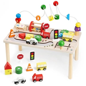 Tavolo Attività per 1 Anno, 8 in 1 Tavolo di Apprendimento Montessori in Legno con S... - Foto 1 di 7