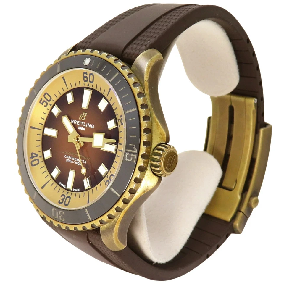 Reloj Pulsera Hombre Breitling Superocean Automático 44 N17376 Bronce Goma Marrón Foto 1 de 4