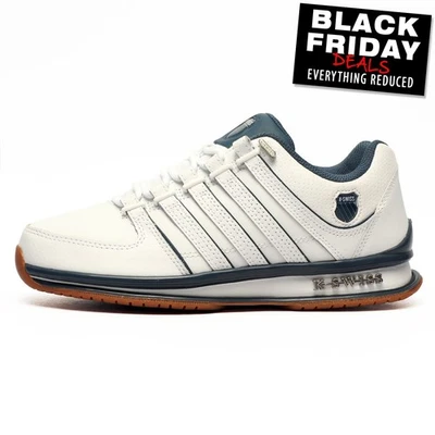 K-Swiss Rinzler Herren Klassisch Leder Retro Mode Turnschuhe Sneakers Weiß - Bild 1 von 4
