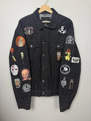 Chaqueta vaquera negra con parche de camionero parches de terror Chucky Freddy Punk Rock Denim XL Foto 1 de 4
