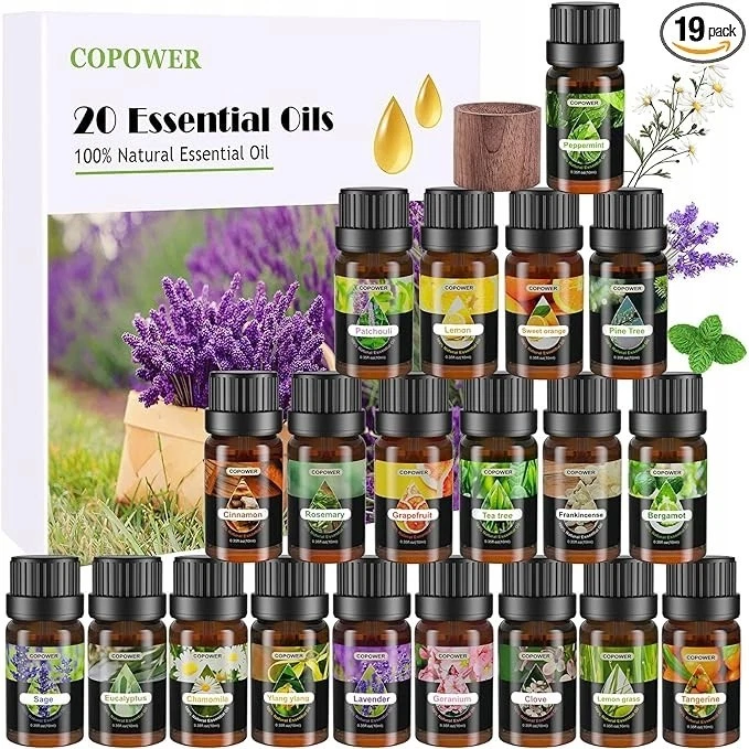 COPOWER ÄTHERISCHE ÖLE FÜR AROMATHERAPIE-DIFFUSOR 20 ÖLE KAPAZITÄT 20x10ML