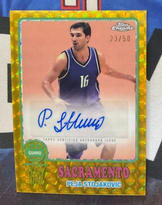 2024-25 Topps Chrome #73TA-PS Peja Stojakovic Auto 23/50 Gold Geometric (JR) - Image 1 of 2