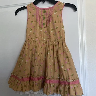 Matilda Jane SIZE 6 Charcoal Orange/Yellow Floral Girl's Dress - Image 1 of 4