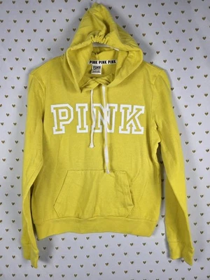 Victorias Secret Rosa AMARILLO Pullover Sudadera con Capucha Suéter Chaqueta PEQUEÑA Foto 1 de 3