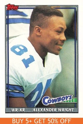 1991 Topps #362 Alexander Wright Dallas Cowboys Football - Image 1 of 2