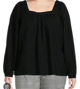 Terra & Sky Women's Plus Size 3X (24W/26W) Boho Top Black Relax Fit Lightweight - Picture 1 of 13