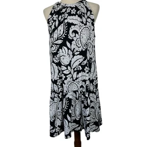 Vestido Loft Mujer Grande Negro Blanco Floral Cachemira Mini Halter Columpio Volantes Boho - Imagen 1 de 12