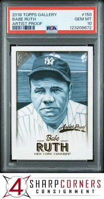 2018 TOPPS GALLERY ARTIST PROOF #150 BABE RUTH HOF POP 6 PSA 10 - Image 1 of 3