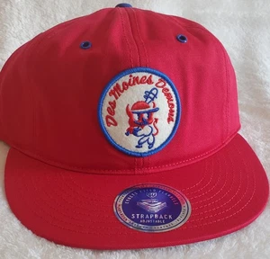 Des Moines Demons Ebbets Field Flannels Cotton Twill Ballcap Leather Strapback - Picture 1 of 12