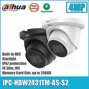 Dahua 4MP Starlight Turret POE IP Camera IPC-HDW2431TM-AS-S2 MIC IVS WDR IR IP67 - Picture 1 of 12