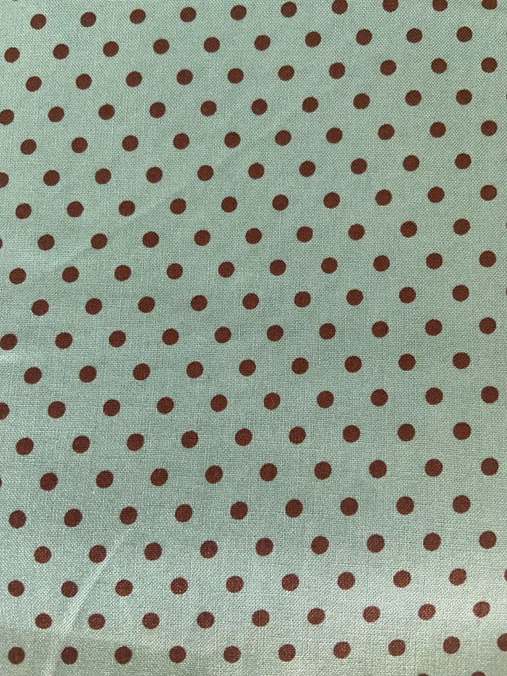 Tela 100 % algodón a lunares azul marrón Cranston por media yarda Foto 1 de 1