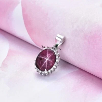 Natural Ruby Star Gemstone Pendent 925 Sterling Silver Necklace Ruby Star - Image 1 of 3
