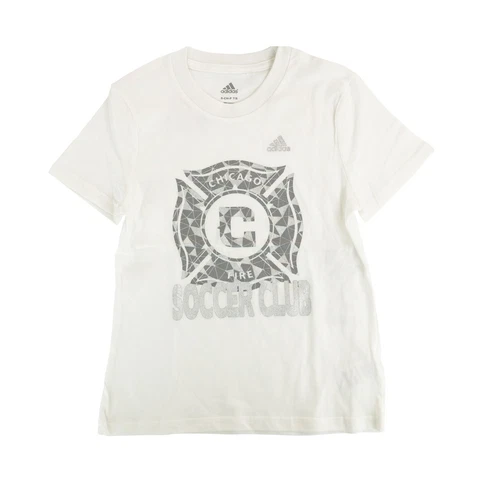 Chicago Fire Adidas MLS Youth White SS TEE "LIQUID SIVER SHIN T-Shirt Cover