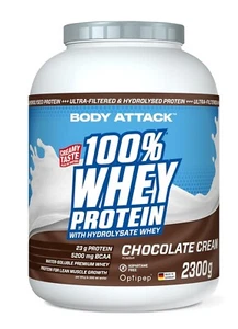 Body Attack 100% Whey Protein Chocolate2,3kg Dose 23,87 €/kg mit BCAA Glutenfrei - Bild 1 von 6