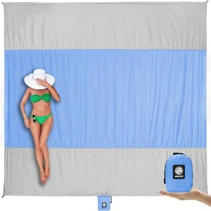 Beach Blanket Sandproof Extra Large Beach Mat Big & Compact Sand Free Mat Qui... - Picture 1 of 8