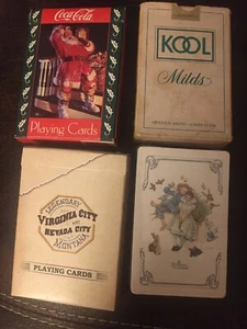 Lotto 4 mazzi carte da gioco Coca Cola Norman Rockwell Kool Milds Montana storia - Foto 1 di 2