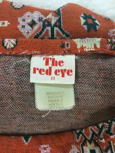 Rara gonna rossa a maglia The Red Eye vintage anni 60 gonna dritta a matita taglia 8 - Foto 1 di 7