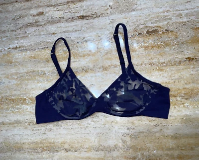 Sutiã feminino La Perla azul floral sem forro sem fio 34D novo com etiquetas - Imagem 1 de 4