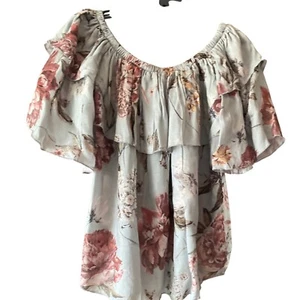 Blusa Chaser Hombro Descubierto Volantes Top Vintage Estampado Floral Fluida XS NUEVA CON ETIQUETAS - Imagen 1 de 10