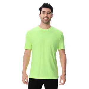 Hi Vis Work Safety Green T-Shirt Reflective High Visibility Dry Fit Poly Shirts - Picture 1 of 6