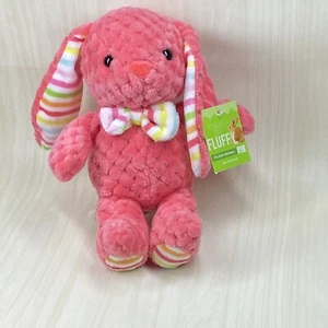 Kellytoy Bunny Plush Pink Quilted Walgreens 2016 Stripes Happy Go Fluffy Tag 9” - Picture 1 of 8