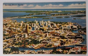 Florida Postcard Early 1900s Original Rare Miami Airview River Biscayne Blvd  - Picture 1 of 5