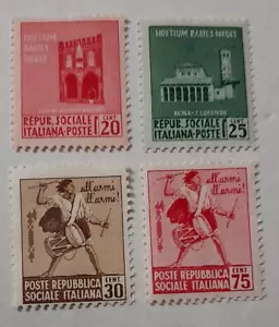 1° EMISSIONE 1944 SERIE COMPLETA REPUBBLICA SOCIALE 4 VALORI NUOVI MNH ** - Foto 1 di 1
