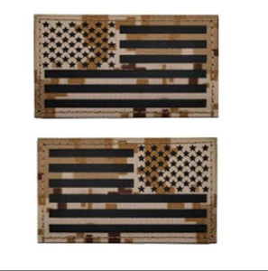 Reflective IR US USA AMERICAN FLAG  REVERSE LEFT RIGHT SHOULDER HOOK 2 PATCHES - Picture 1 of 4